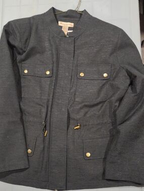 Marisa Christina Black Military Field Jacket with Gold Hardware